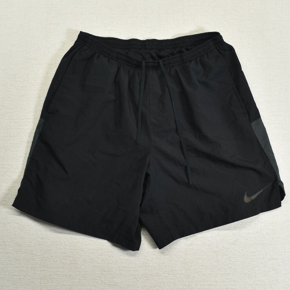 Nike Stride Running Shorts Mens Large Black Gray 7 Inch Inseam Dri-FIT Lined